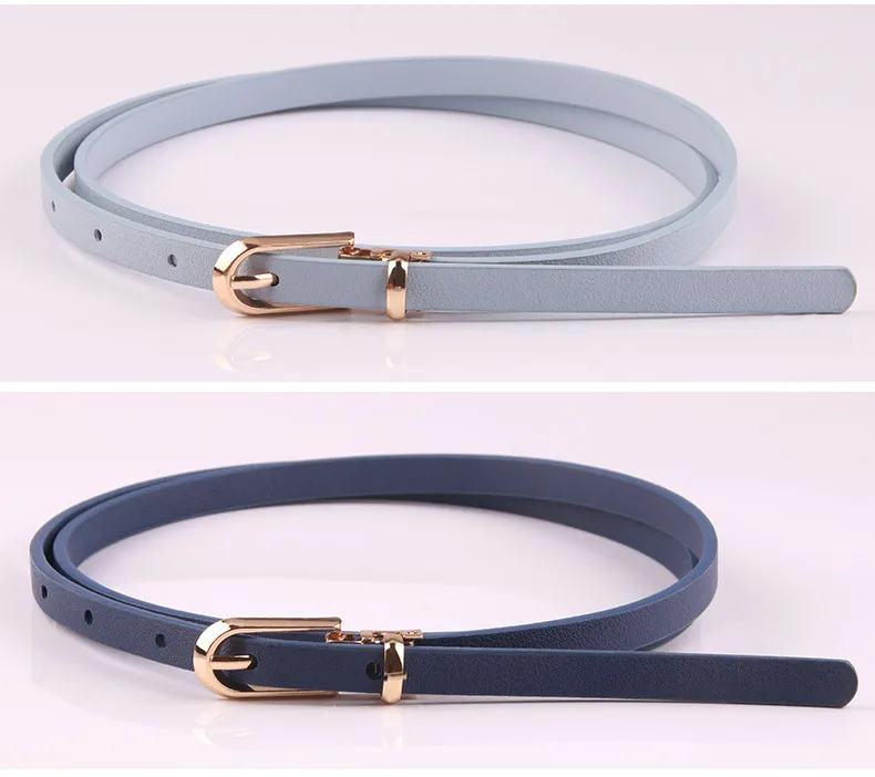1x108cm PU Leather Women Thin Belt Simple Solid Color Versatile Pin Buckle Thin Belt Dress Decoration Women Designer Belts
