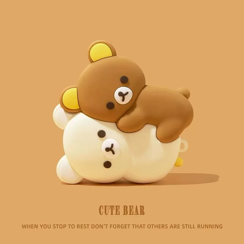Cute 3D Rilakkuma Bear Silicone Earphone Case with Pendant