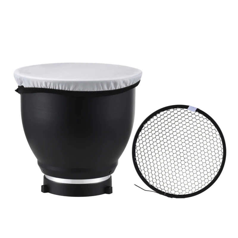 7&rdquo; Bowens mount beauty dish standar reflector diffuser lamp shade dish 60&deg; honeycomb grid / diffuser sock reflector diffuser photography reflector