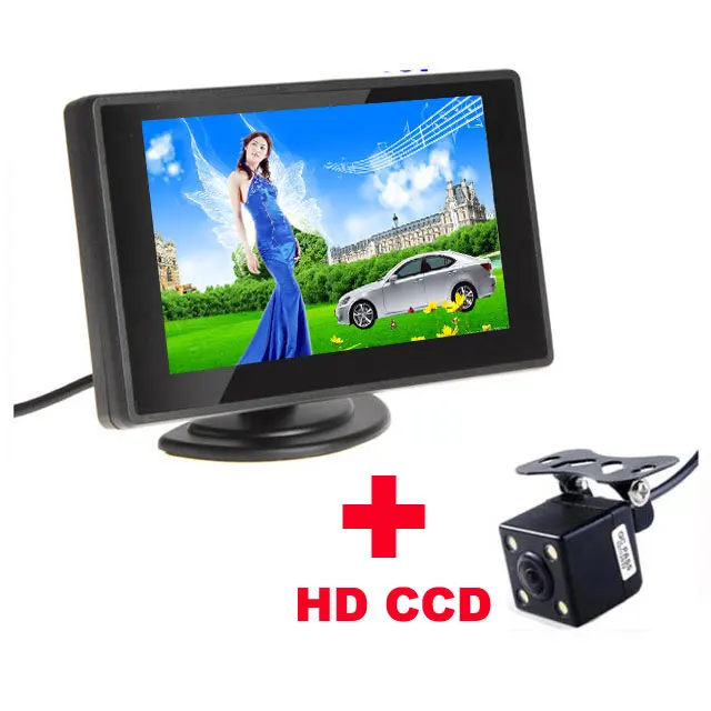 

Waterproof 480TVL 2.8mm 170 Lens Angle CMOS Car Rearview Parking Camera With 4.3 Inch TFT LCD Monitor For Reversing Backup Cam