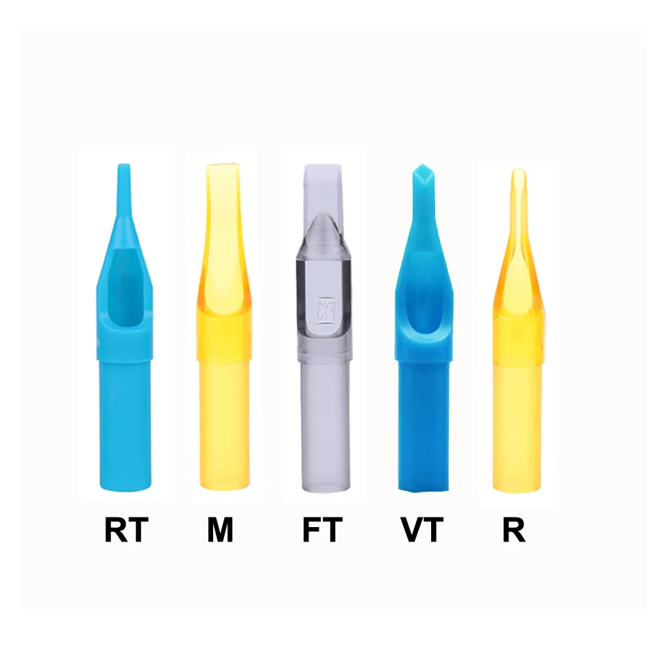 50pcs/Pack Disposable Tattoo Tips RT DT FT Independent Packing For Tatu Cartridges Needles Plastic Mouth Caps Supplies