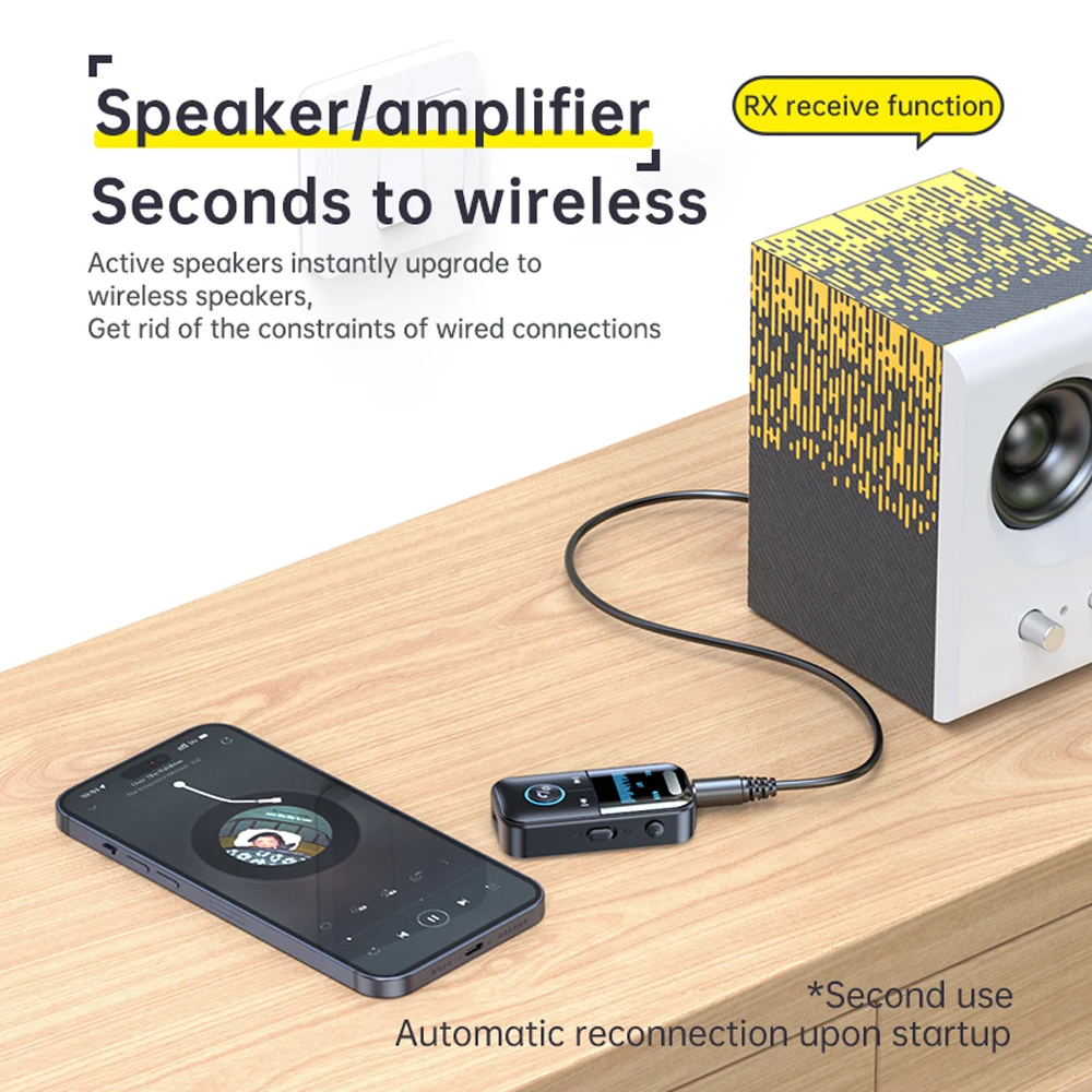 Wireless Bluetooth Adapter Transmitter Receiver Audio Car Music Headphone Speaker 200mA Battery Support TF Card
