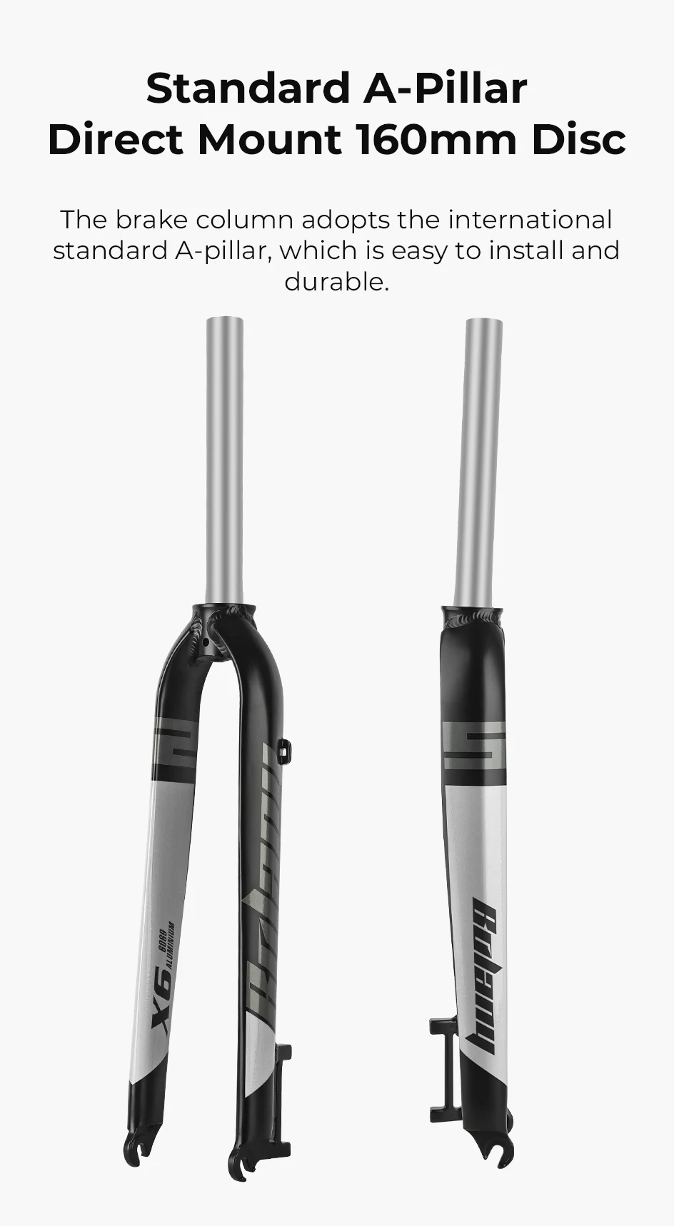 Bolany Fahrrad starre Gabel 26/27,5/29 Zoll Scheibenbremse Berggabel gerades Rohr 28,6 mm matte leichte MTB-Fahrradgabel – Detail 8
