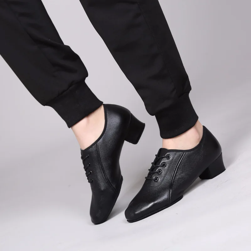 Men Dance Shoes  Ballroom Sneakers Genuine Leather Latin Dance Shoes Modern Dance Shoes Boys Shoes Children Square HEEL 3.5cm