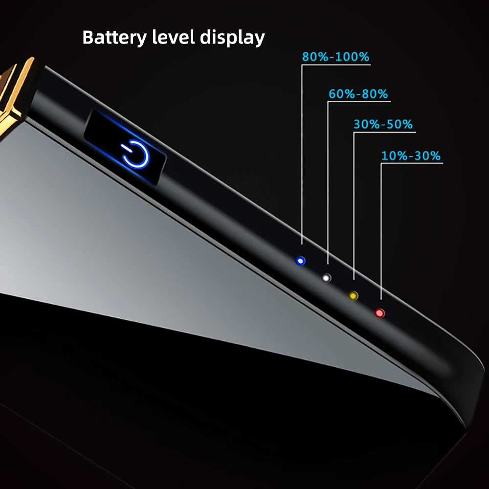New Touch Sensing Metal Outdoor Electric Windproof Lighter Dual Arc Flameless Plasma USB Rechargeable