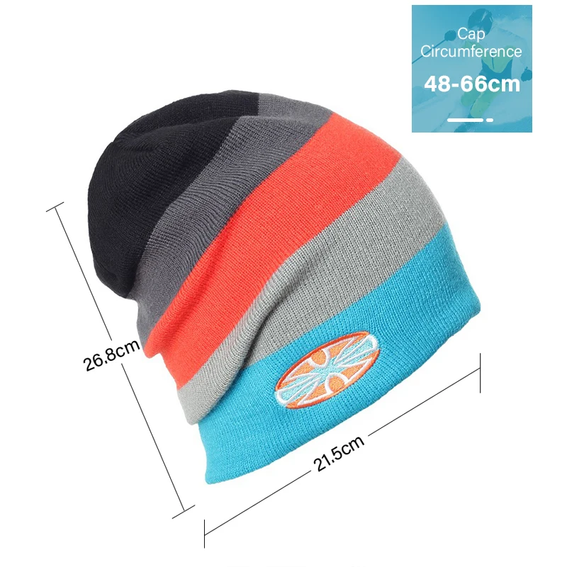 Mosodo Winter Ski Hats Warm Thermal Beanies Color Strips Unisex Caps for Men Women Snowboard Hiking Knit Wool Slouchy Hat