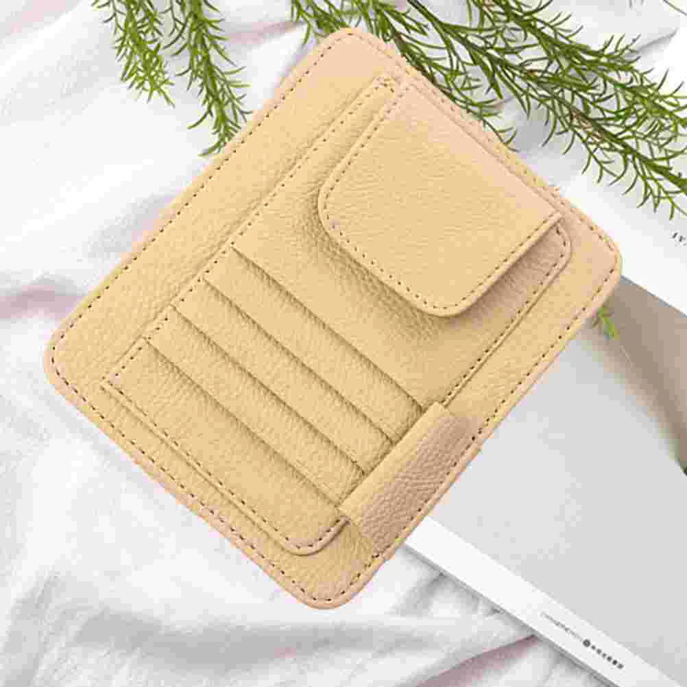 

PU Leather Sun Visor Cards Photo Storage Bag Multifunctional Bill Fold Storage Container Name Card Holder for Car Vehicle