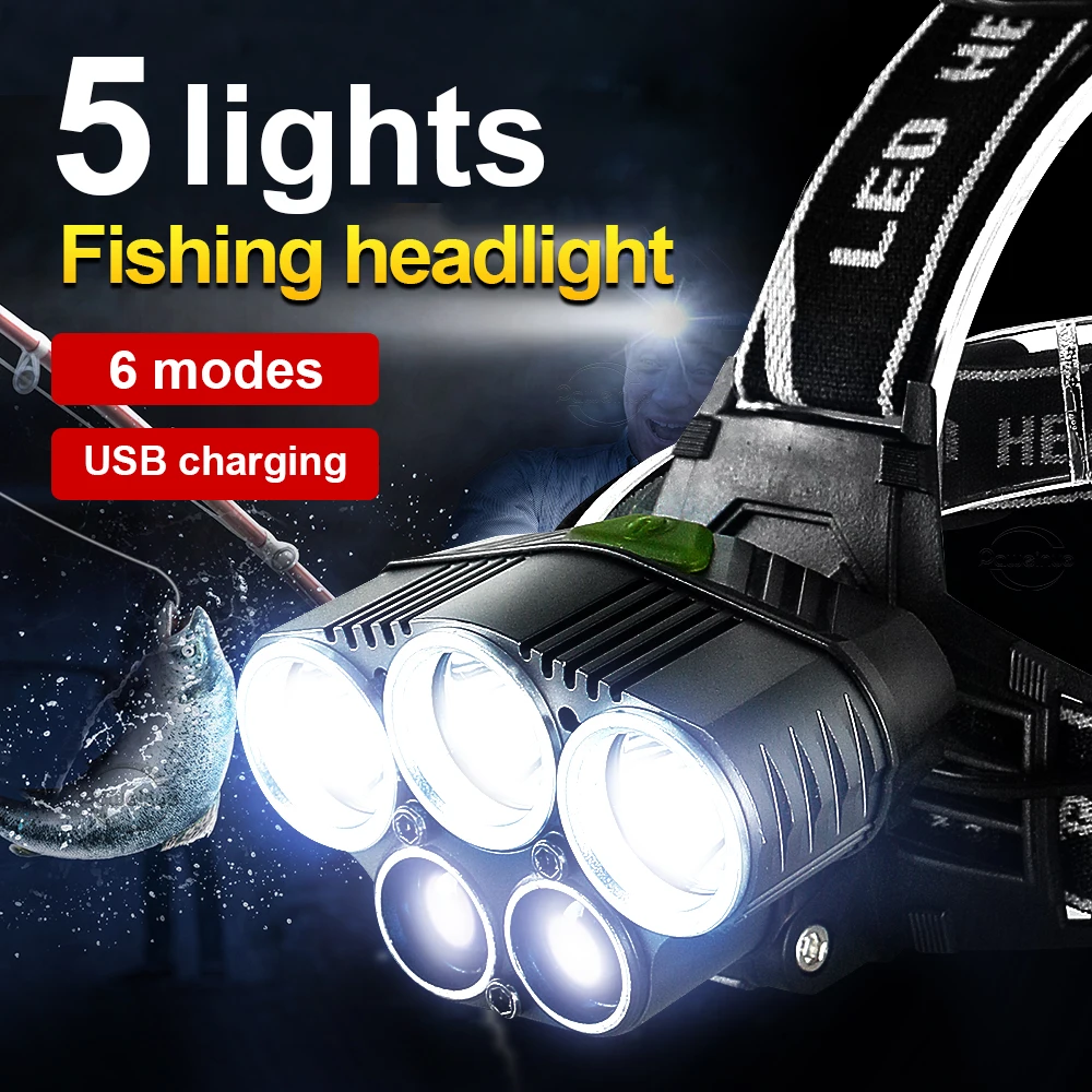 MostPowerfulLedHeadlampT6Q5USBChargingHeadFlashlightFishing