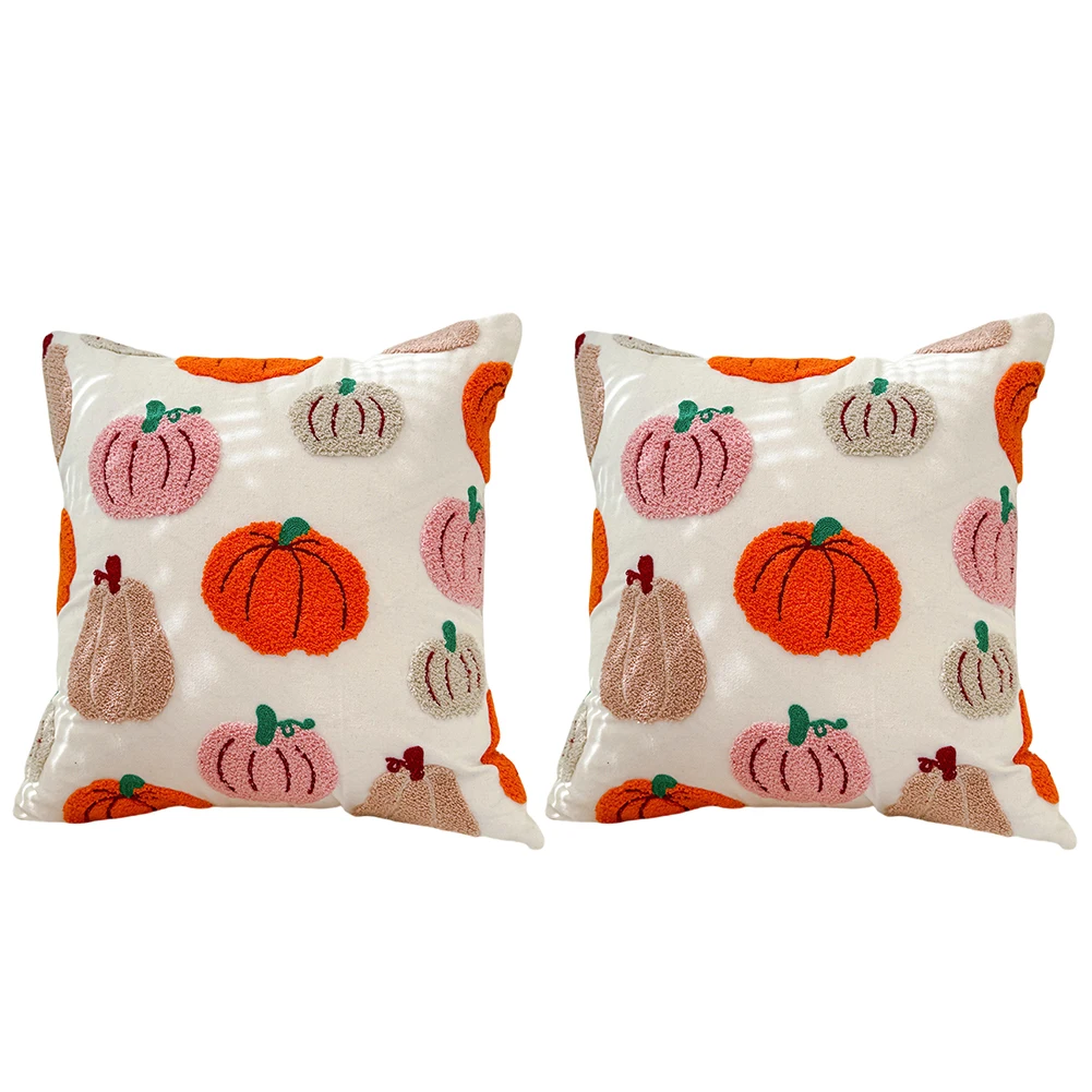 1/2PCS Halloween Ghost Pumpkin Pillowcase 45*45cm Washable Embroidered Pillow Cover Halloween Decor for Sofa Couch Living Room