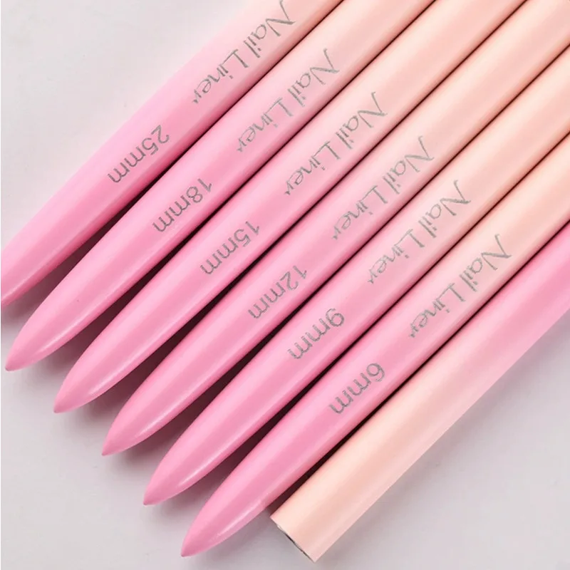 6/9/12/15/18/25mm Pink Gradient Handle Nail Art Liner Brushes Gel Nail Brush Gel Nail Polish Painting Brush Drawing 4