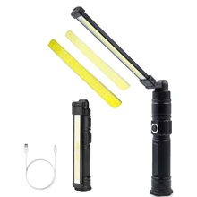 

COB LED Flashlight Ultra Bright Work Light Magnetic Base USB Rechargeable torch Flashlights Inspection Light for Car Repair Home