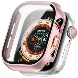 Premium Tempered Glass Apple Watch Screen Protector with PC Bumper Cover for Series 10 42mm (Rosr Gold)