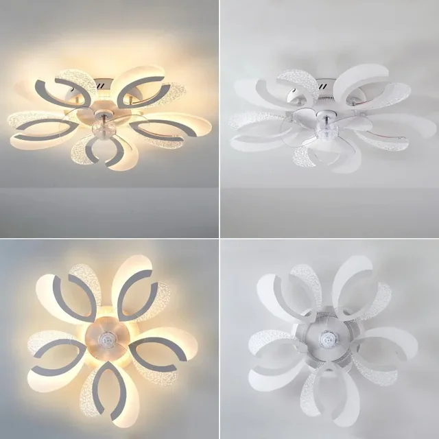 밝고 시원한 거실을 위한 블랙 화이트 LED 천장 선풍기 조명