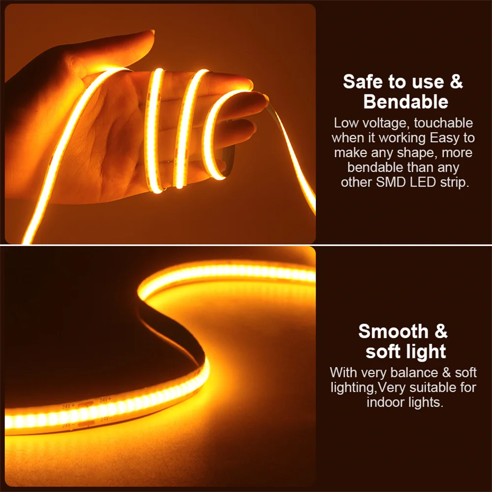 3AA Batteriebetriebener 5V COB LED-Lichtstreifen Flexibles Band Diode 8MM Hochdichte Lineare Beleuchtung Klebeband Schrankbeleuchtung – Detail 4