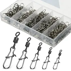 Stainless Steel Fishing Connector Pins with Bearing Rolling Swivel Snap - 50 Pack Box (50PCs)