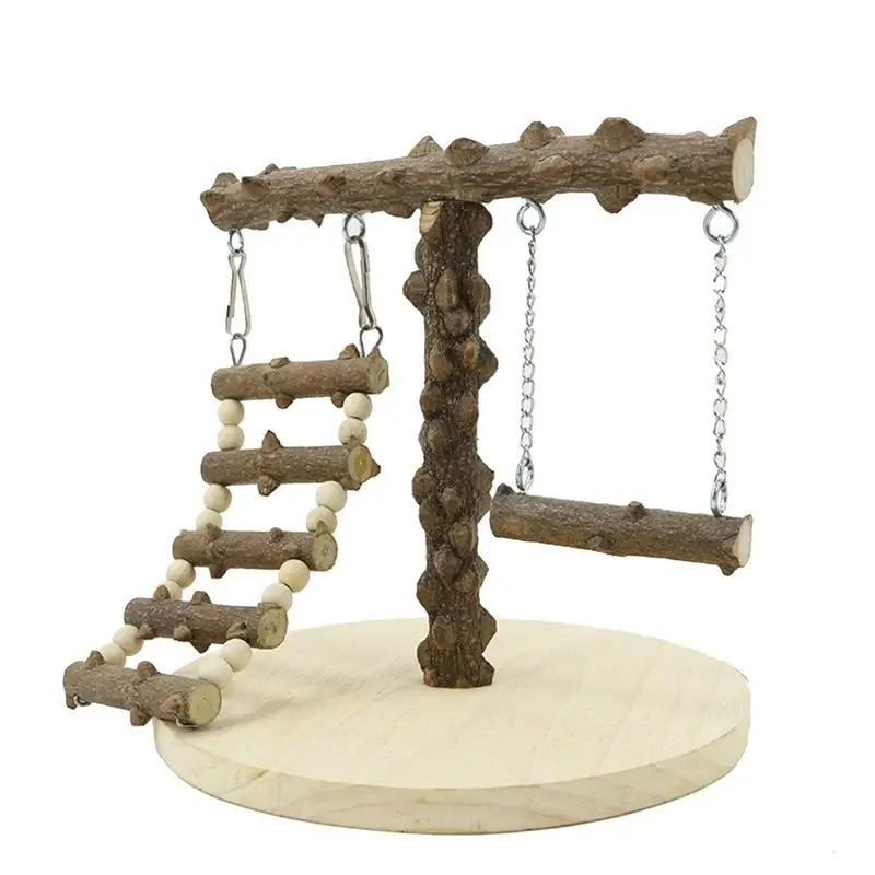 

Bird Swing Toy Wooden Parrot Perch Stand Durable Pet Cage Supplies Parrots Bird Playground Bird Plays Stand With Ladder For Bird