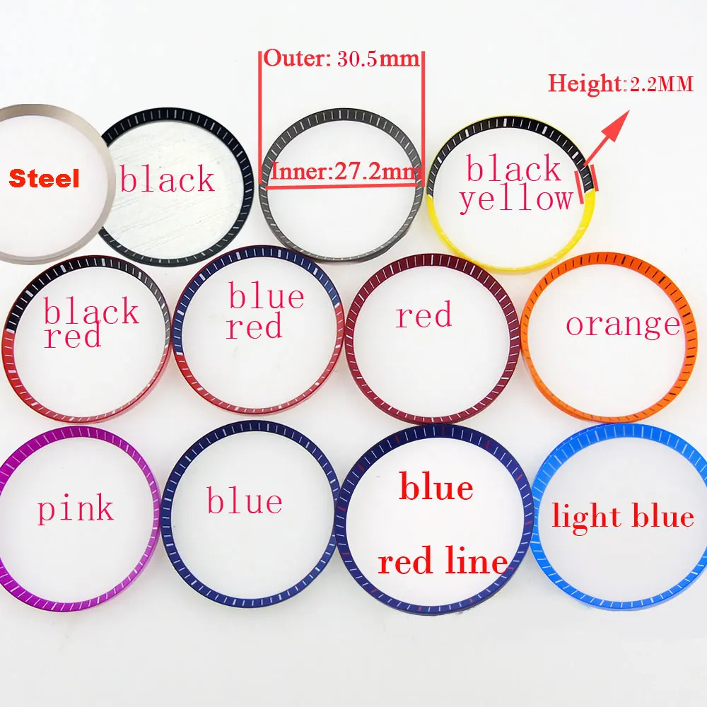 

30.5mm*27.2mm*2.2mm Red/Blue/Black/Orange/Pink/Grey/Yellow Chapter Ring Fit For 42mm Watch Case Watch Parts Watch Accessories