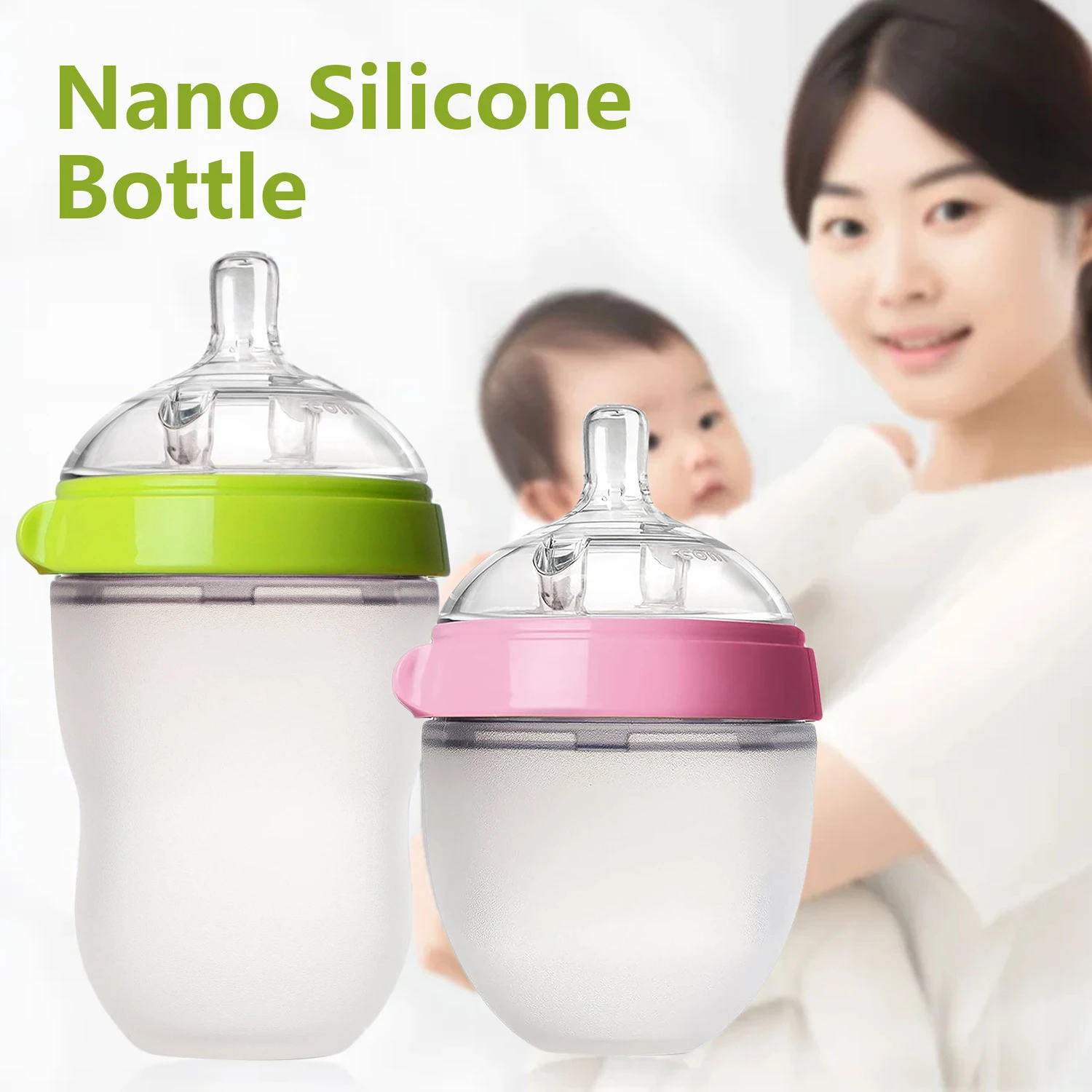 Milk Bottle Feeding Bottle 1 Soft Silicone Baby Bottle 0-36 Months Anti-choking Anti-fall