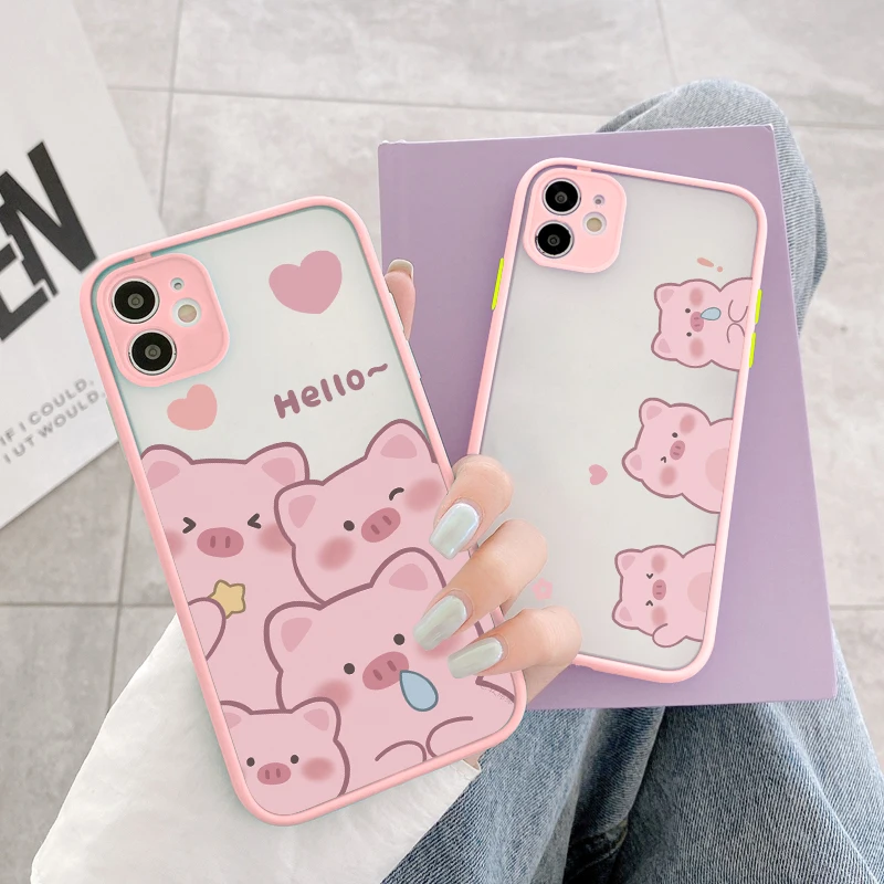Adorable Pink Pig Cartoon Shockproof Phone Case - Durable and Stylish Back Cover