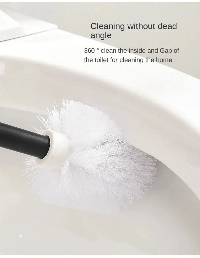 Wall-Mounted Toilet Brush Holder Set, Ceramic Base, Solid Wood, Luxury Bathroom Accessories, No Dead Corner