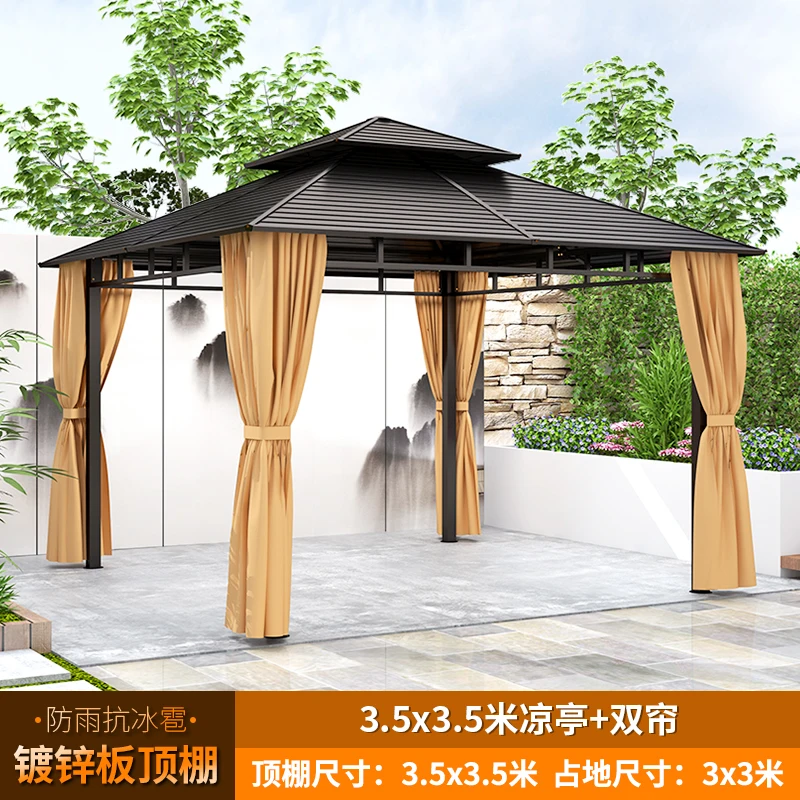 

Outdoor Garden sets Waterproof Metal Gazebos 3.5*3.5 esterno commercial Pergolas Iron Patio hardtop gazibos outdoor aluminum