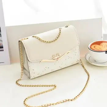 Pouch Ladies PU Leather Handbag with Tassel Pendant Fashion Messenger Bag Women Trendy Sequin Single Shoulder Bags