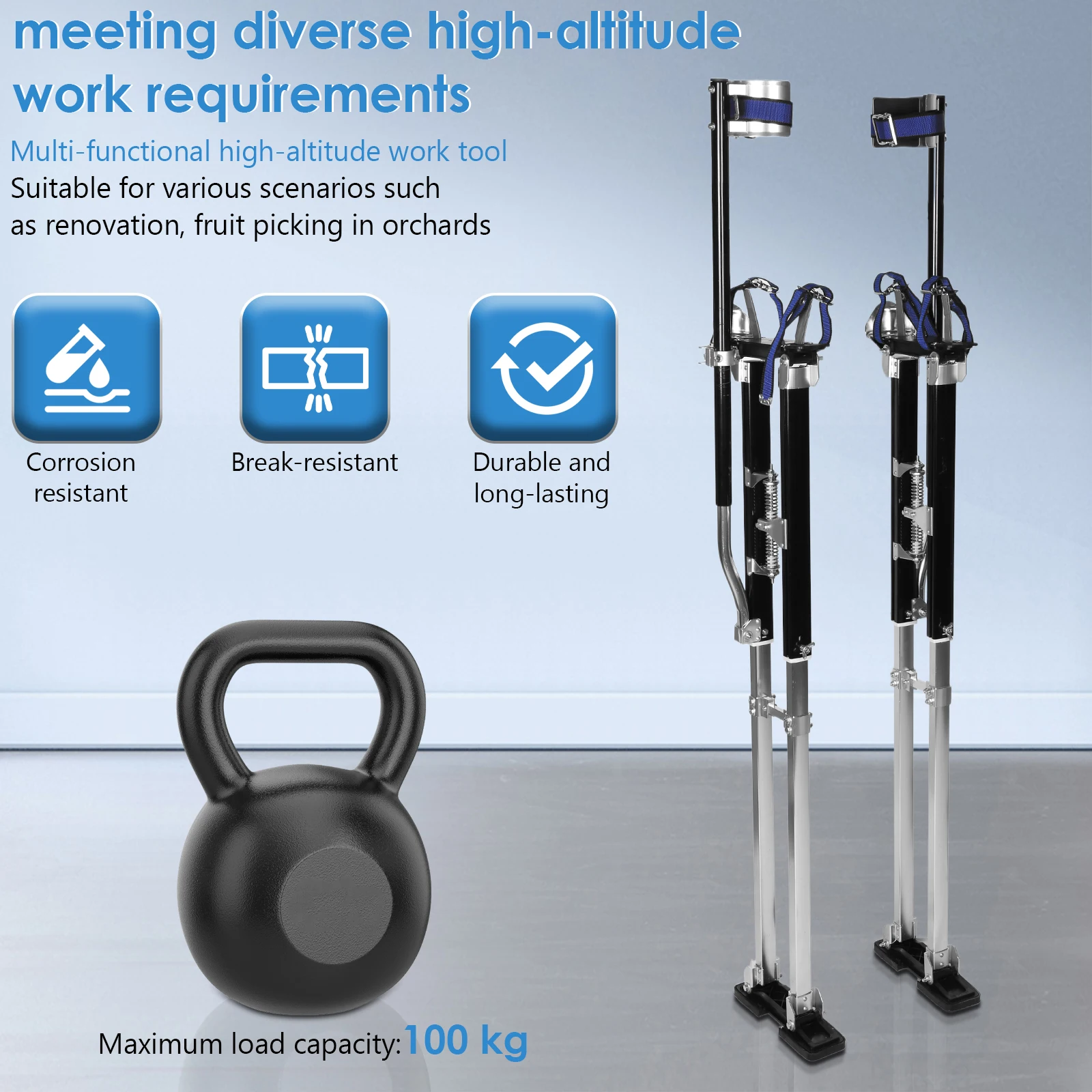 Adjustable Aluminum Tool Stilts for High Altitude Work