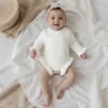 Baby Clothing Autumn  Rompers Cotton Knit Girl Romper Long Sleeve Ruffle Trim Infant Jumpsuit Overalls Newborn Clothes