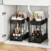 2 Tier Under Sink Bathroom Organizer, Pull Out Cabinet Organizer, Kitchen Sink Storage, Black 4