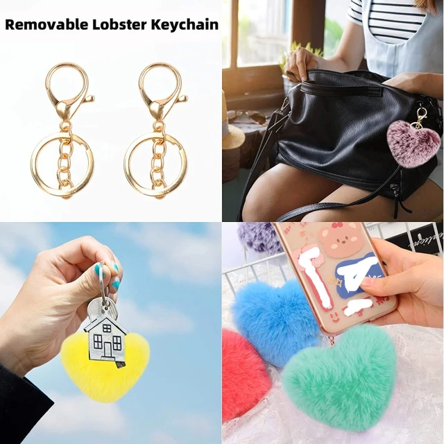 1 Fluffy Key Chain Ring Pom Pom Fur Faux Puff Balls Charm Handbag Tassel  Hook !! 