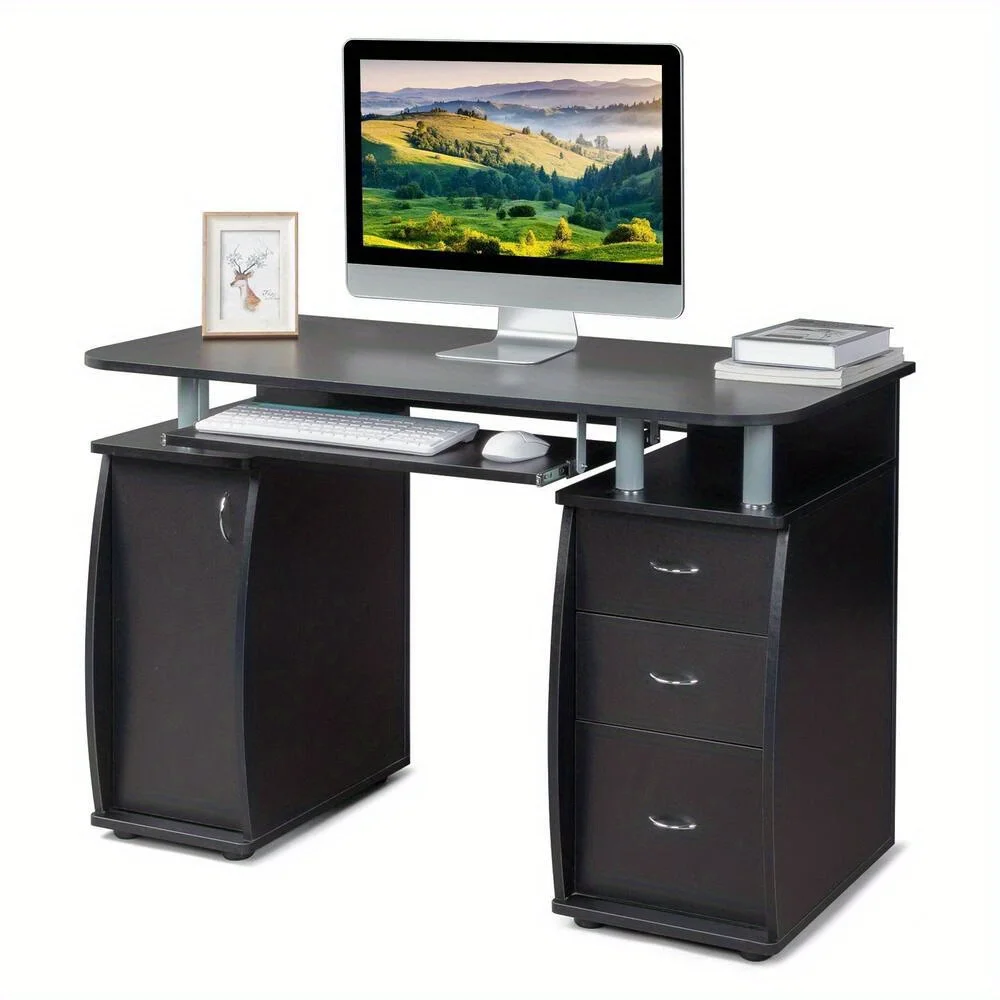 Laptop desk, home office study furniture with 3 drawers 6