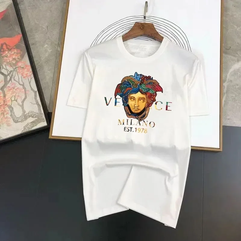 Cotton T Shirt Summer Men's Sports T-Shirt Solid Color Fashion Printed Jogging Breathable Cotton T-Shirt Harajuku O-Neck Short Sleeve
