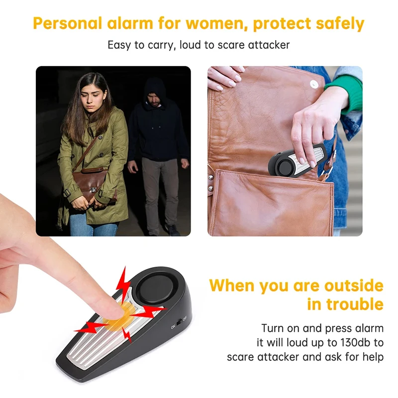 130dB Door Stop Alarm Portable Security Detection For Home Wedge Shaped Door Stopper Alert System Personal Defense