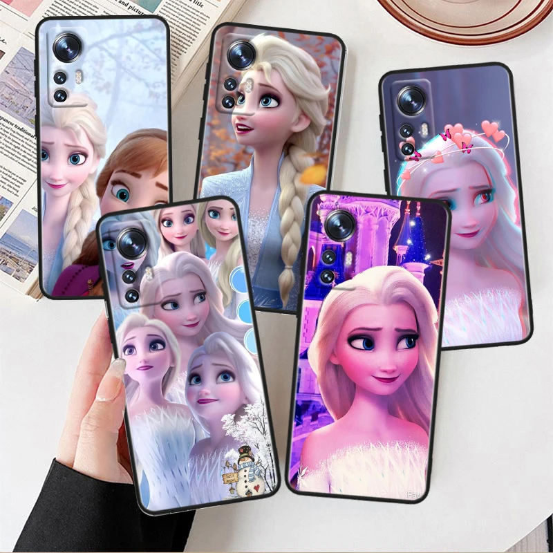 Disney Cute Elsa Per Xiaomi Mi 13 12T 12S 12X 11I 11X 11T Play Hypercharge Lite Ultra Pro Custodia Morbida Nera Per Telefono