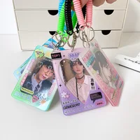 New Heart Hollow Photocard Holder 3Inch Acrylic Cartoon Card Protect Cover Ins Sweet Korea Idol Photo Card Sleeves With Keychain 1