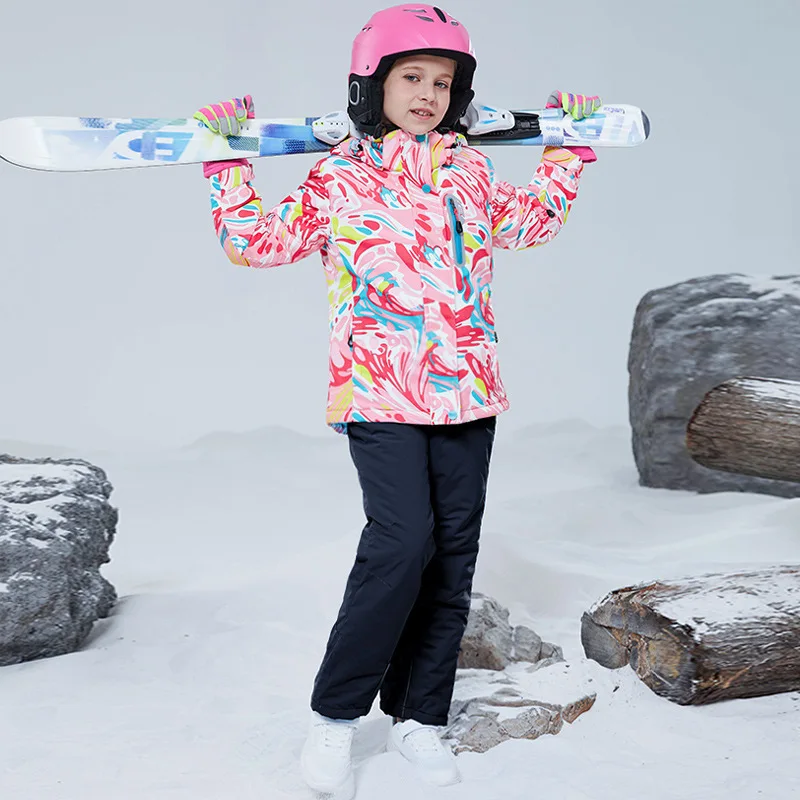 Conjunto de ropa para niños y niñas, traje de esquí de snowboard,  impermeable, chaqueta deportiva al aire libre, pantalones, ropa de dibujos  animados, traje de nieve para adolescentes - AliExpress