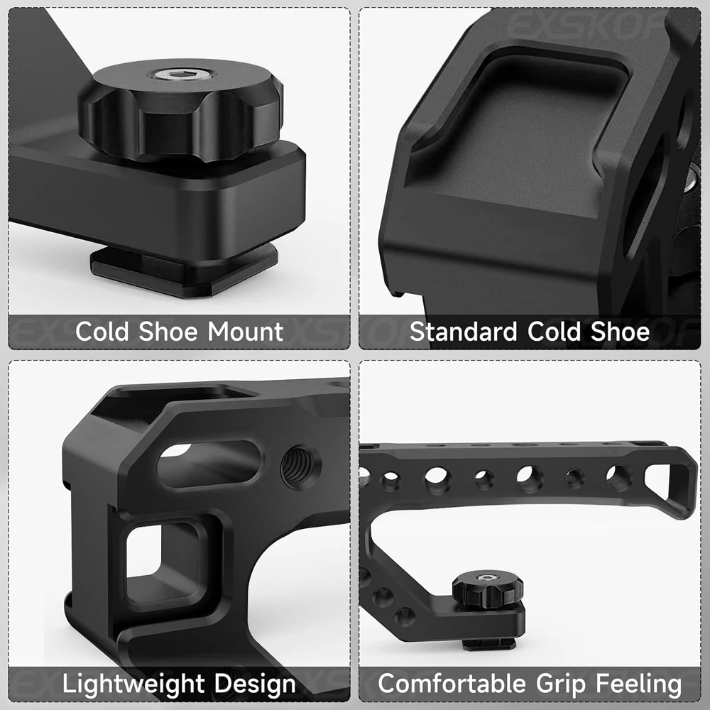 Top Handle Lightweight Handle Grip Universal Handgrip with Cold Shoe Mount 1/4" & 3/8" Holes for DSLR Camera Cage LED Light