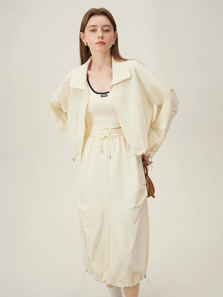 

FSLE Streetwear Sun Protection Suit For Women 2024 Summer Cool Jacket Skirt All-Match Commuting Suit24FS12149 24FS12150