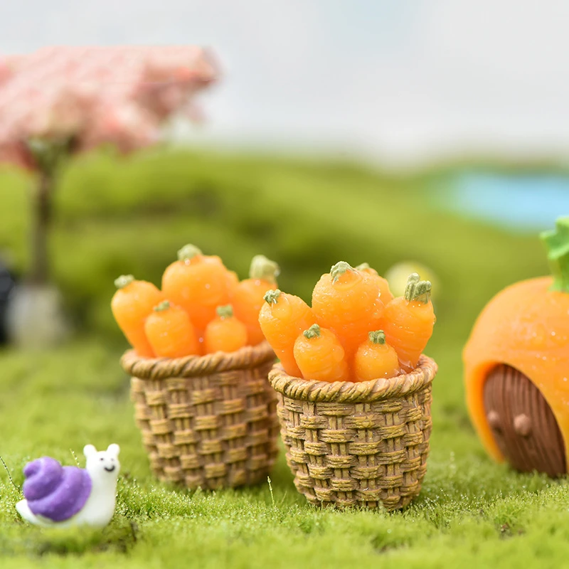 Figurines d'ornements miniatures pour la décoration intérieure, lapin bricolage, paysage de carottes, accessoires de jardin dégradés, courses d'Auckland, artisanat de maison, 7 pièces par ensemble
