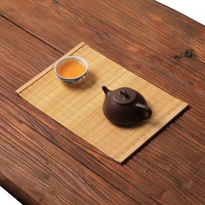 Handmade Bamboo Tea Mat with Hemming - Chinese Zen Tea Ceremony Table Runner, Heat-Resistant Coaster, Kung Fu Tea Accessories