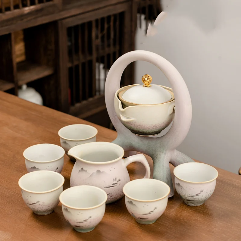 

6 Persons Gaiwan Kung Fu Travel Tea Set Accessories Gift Afternoon Tea Set Chinese Style Maker Taza De Te Silent Drink AB50TS
