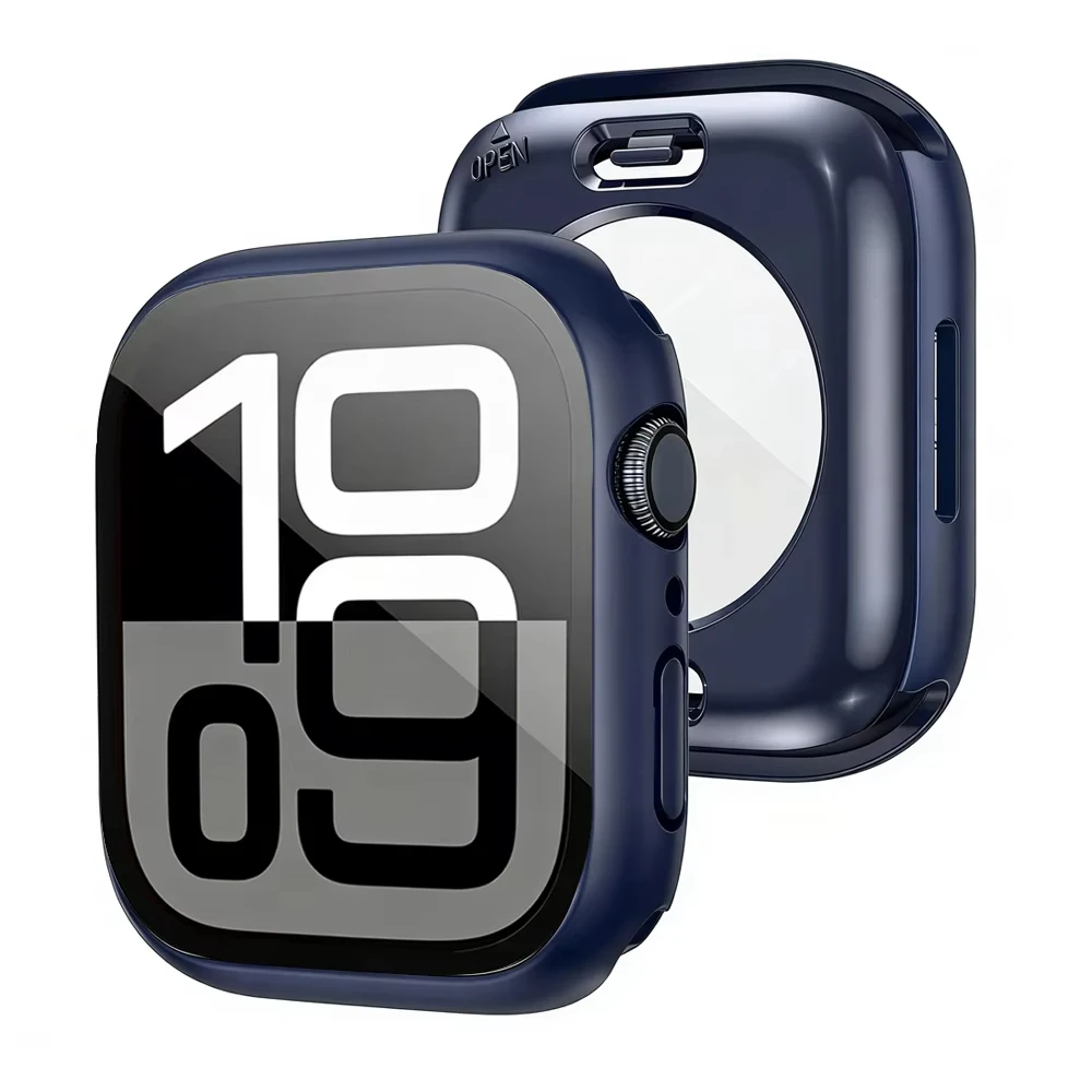 Premium Tempered Glass Apple Watch Protective Case - 360° Full Coverage + PC Bumper