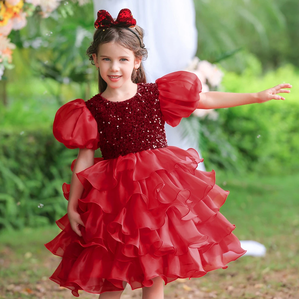 Vestido de noche de princesa para niña, vestido de Navidad con lazo y lentejuelas, para vestidos de flores para niña para bodas|Peleles| - AliExpress