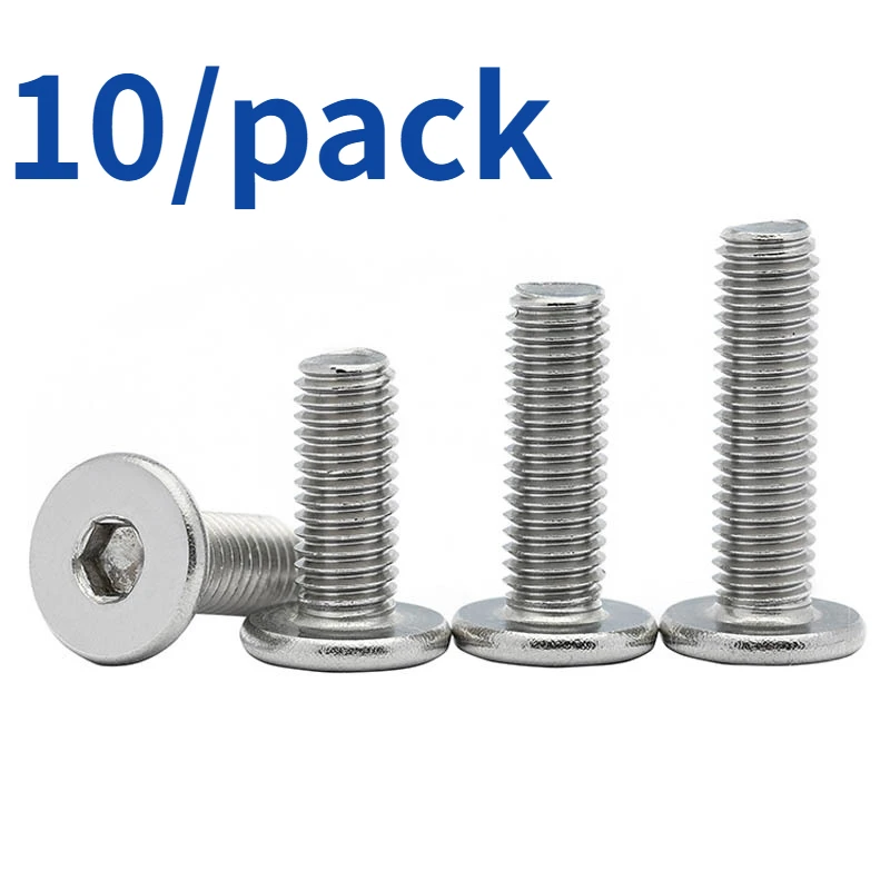 Ultra Thin Super Flat Wafer Head Screw Bolt M1.6 M2 M2.5 M3 M4 M5 M6 M8 Hex Socket 304 Stainless