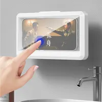 Bathroom Waterproof Phone Holder Home Wall Phone Case Stand Box Self-adhesive Touch Screen Phone Bracket Shower Sealing Storage 3