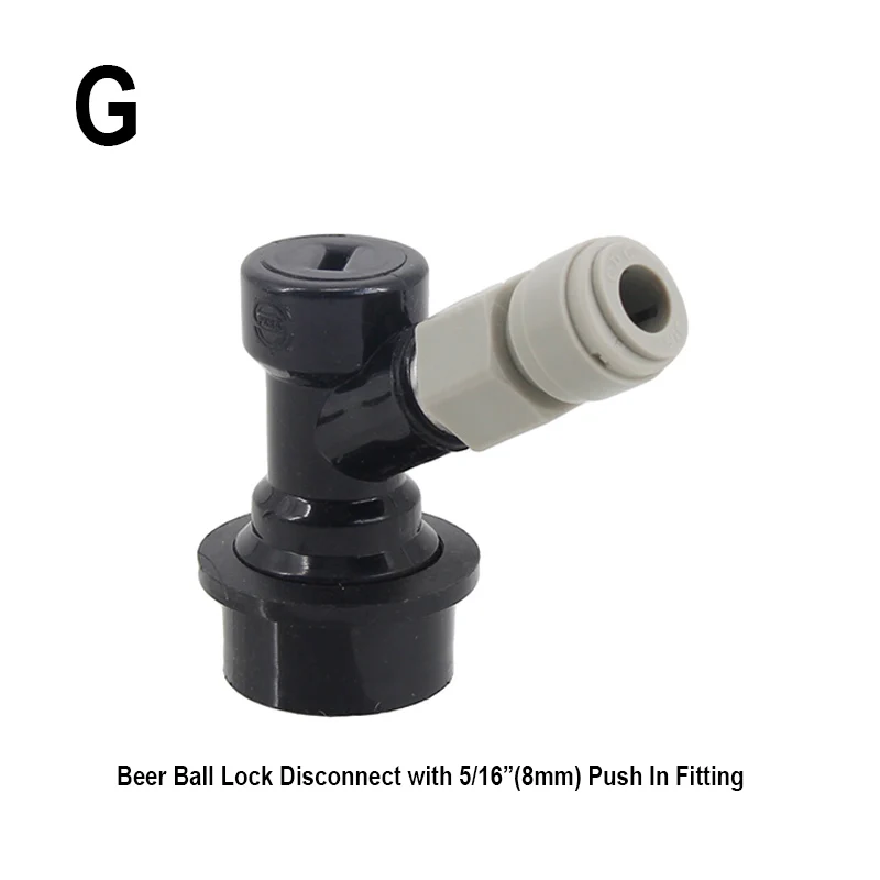 Ball Lock Gas & Beer Keg Disconnect with 8/9.5mm Push In Fitting Homebrew Draft Beer Corny Style Ball Lock Keg Dispenser — view 6