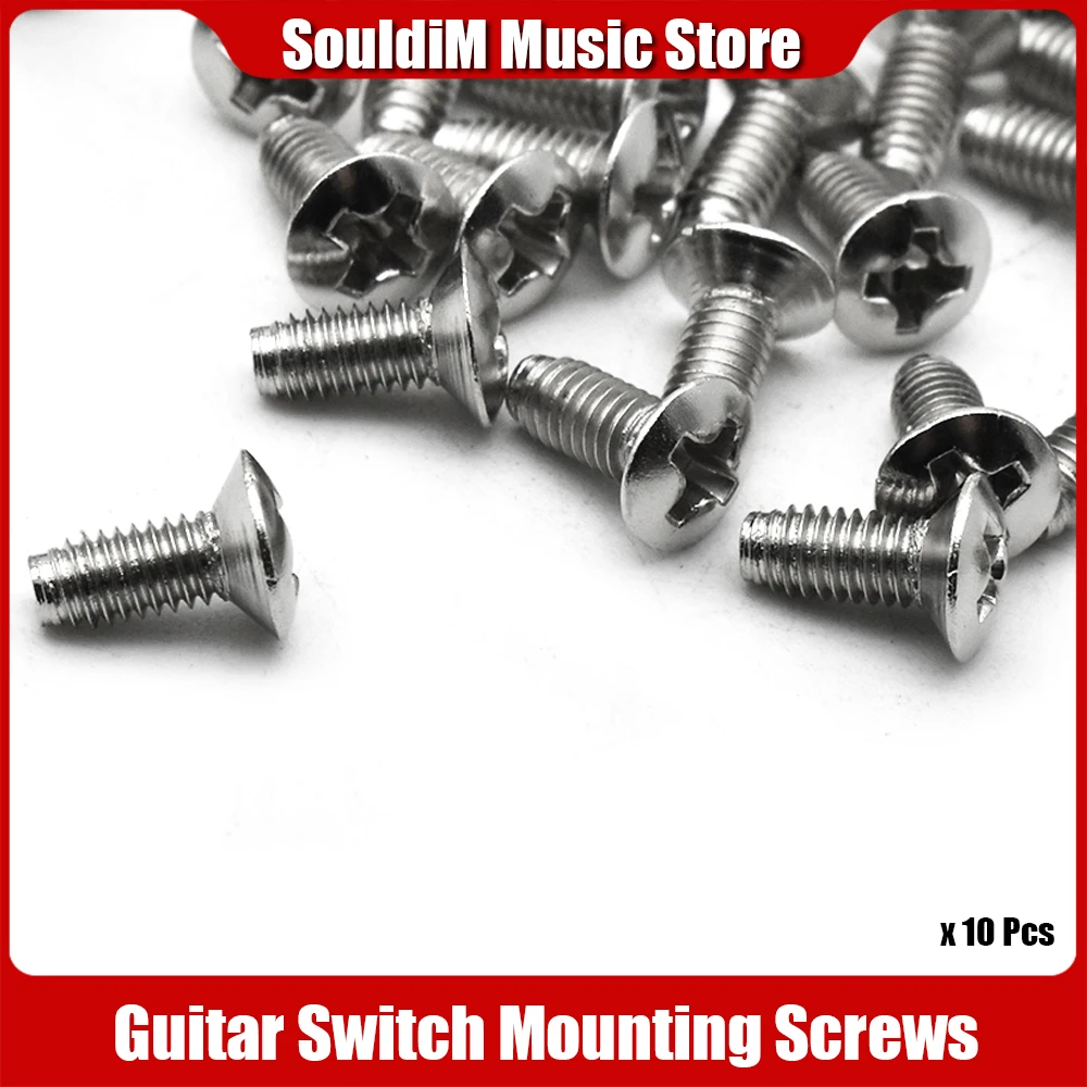 Electric Guitar Switch Screws Pickup Selector Screw 3*8MM Chrome 10pcs For Electric Guitar Bass