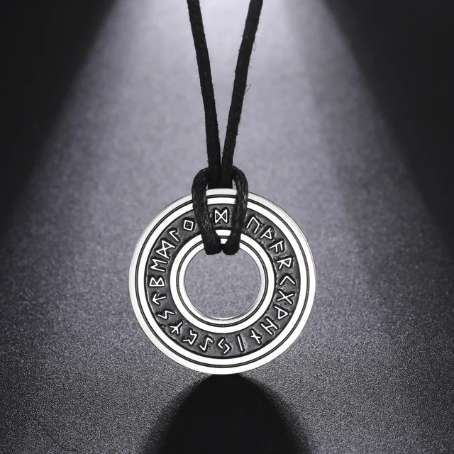 Colliers Runes nordiques Vintage pour hommes, en acier inoxydable, Runes nordiques, bijoux Viking, païen, ancien Futhark, pendentif amulette Talisman 1