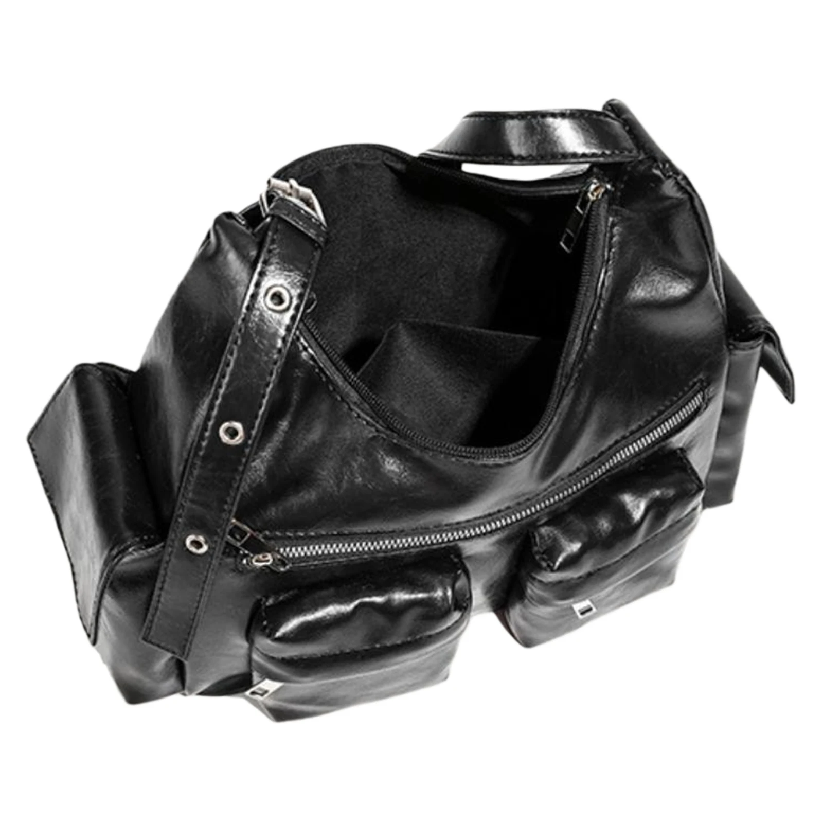 Women Girls PU Leather Underarm Shoulder Tote Bag with Zipper Shoulder Underarm Bag Adjustable Straps for Dating School Shopping