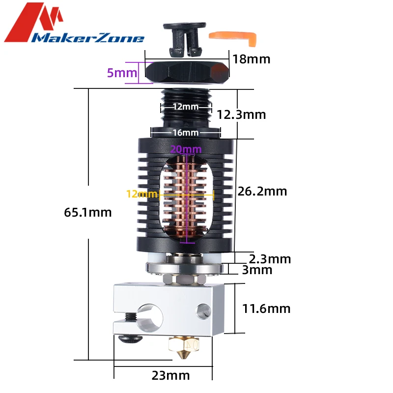 Kit de Extrusora Dissipador de Calor Filamento Abs Compatível com E3d v6 v0 v6 Alta Capacidade 175 mm - Imagem 2